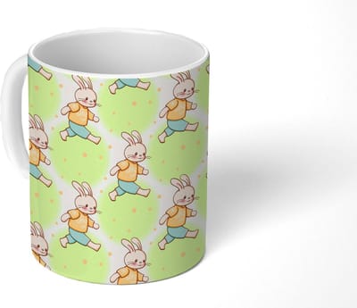 Mok - Koffiemok - Konijn - Patronen - Kinderen - Cartoon - Mokken - 350 ML - Beker - Koffiemokken - Theemok