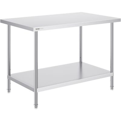 VEVOR RVS-voorbereidingstafel, metalen werktafel met 3 verstelbare hoogtes, commercieel werkstation voor keuken, garage, restaurant, achtertuin 762 x 1219 x 864 mm