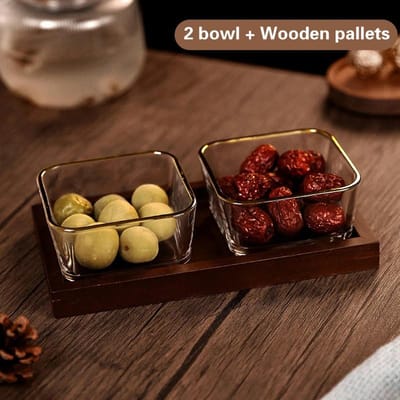Meloenzaden Glas suiker verpakte fruitschaal Goudkleurig Snoep Noten transparant Fruitdoos Deksel Europese Creatieve Snackschotel brown