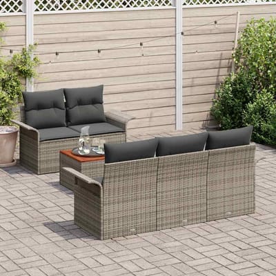vidaXL - Tuinbank - Set - 6 - st - 5-Aantal - zitplaatsen - Grijs - poly - rattan