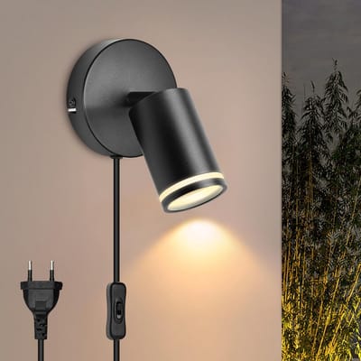Wandlamp Binnen met Snoer - Wandlamp met Stekker voor Binnen - met Dimbare Schakelaar - Industrieel en Vintage - Slaapkamer Bedlampje - sfeerverlichting