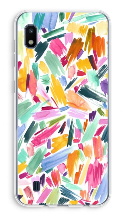 Hoesje geschikt voor Samsung Galaxy A10 hoesje - Watercolor Brushstrokes - Soft Cover Telefoonhoesje - Bescherming aan alle Kanten en Schermrand