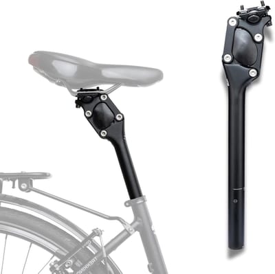 Verende Zadelpen - Fietsonderdeel - Comfortabel Fietsen - Parallellogramvering - 309x350mm - Zwart