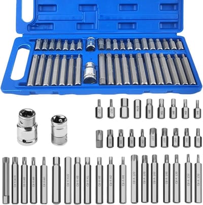 Set van 40 Torx Schroevendraaiers met Kompas, Hexagon en Spline, Inclusief 1/2 en 3/8 Inch Dopsleutels voor Werkplaats en Fabriek, Perfect voor Klussen