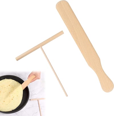 Pannenkoekverdeler en Spatel Set van 2 Stuks - T-vormige Spatel voor Pannenkoeken, Crepes en Deegbewerking