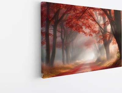 Saammp Canvas Schilderij - Natuur - Boot tussen de bergen - landschappen - 45x30 - Foto op canvas - Wanddecoratie - Muurdecoratie Woonkamer - Slaapkamer decoratie - Canvas Print