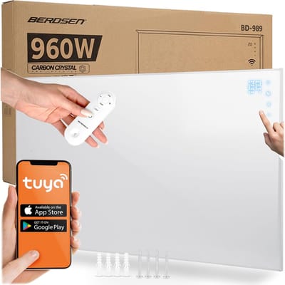 Infraroodverwarming - Verwarmingspaneel - Slimme Ruimte Verwarming - App Bediening - 960 W - Wit