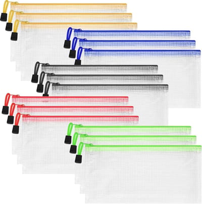 15 Stuks A6 Documentenhoezen, Ritsmapjes voor Documenten, Papier en Make-up, Kleurige Opbergzakken