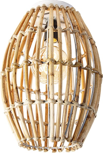 QAZQA capsulecanna - Landelijke Plafondlamp - 1 lichts - Ø 26 cm - Naturel - Woonkamer | Slaapkamer | Keuken