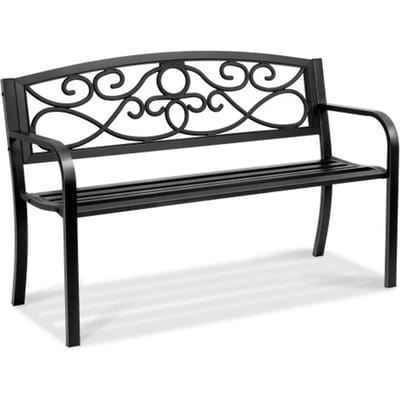 VEVOR Tuinbank Patiobank van metaal, 127 cm Parkbank Rustbank Draagvermogen 250 kg, 3-persoons tuin- en parkbank met rugleuning en armleuningen, vintage bank voor tuin, park, tuin, veranda