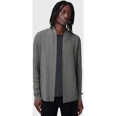 AllSaints Mode Merino Open Car Boston Taupe Maat: XXL | Cardigans Outlet | Heren | Grijs