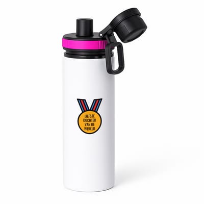 Hacebo® - liefste dochter van de wereld waterfles met draaidop roze - Dochter - de liefste dochter - verjaardagscadeau - verjaardag - cadeau - cadeautje voor dochter - dochter artikelen - kado - geschenk - gift - water fles - 850ML