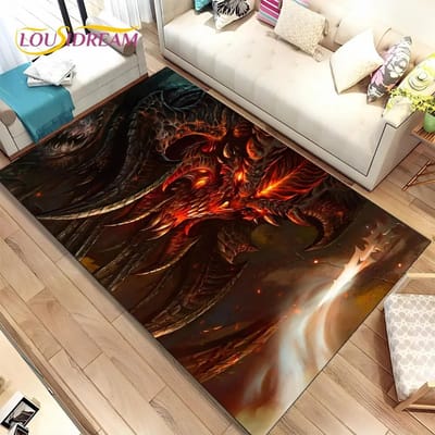 3D HD Diablo Game Gamer Cartoon Vloerkleed, Tapijt voor Thuis Woonkamer Slaapkamer Bank Deurmat Decor, Kinderspeel Antislip Vloermat 40x60cm(15x23in)