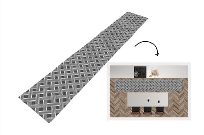 Keukenloper - Loper keuken - Patroon - Grijs - Geometrisch - 300x50 cm - Keukenloper vinyl