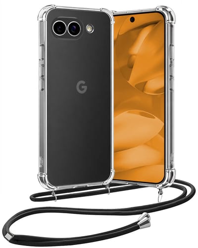 Hoes - Geschikt voor Google Pixel 9a - Met Koord - Shock Proof - Siliconen Case - Back Cover - Telefoonkoord - Telefoon Hoesje Shockproof - Telefoonketting - Transparant