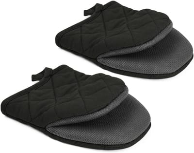 Korte Ovenwanten - 1 Paar - Ovenwanten - Bakhandschoenen - Ophangbaar - Machinewasbaar - Warmte-Isolerende Handschoenen - Antislip Gripoppervlakken - Hittebestendige Handschoenen - Barbecue accessoires - Zwart