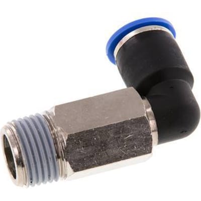 12mm x R1/2'' 90 graden L-verbinding Messing/PA 66 Insteekfitting Buitendraad Lange Huls Draaibaar NBR