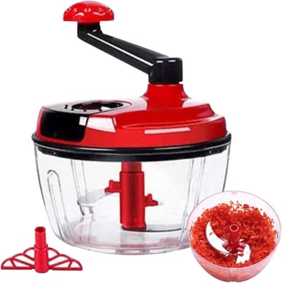 Handmatige Keukenmachine - Vleesmolen Hakmolen - Maaltijden Bereiden - Inklapbare Handgreep - 20.1 x 20.7 x 20.1 cm - Rood