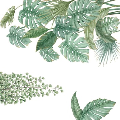 Dailygoods- Muursticker Tropische Planten - PVC - 85 x 85 cm - Wanddecoratie Woonkamer - Wanddecoratie Slaapkamer - Modern Design - Hoogwaardige Kwaliteit