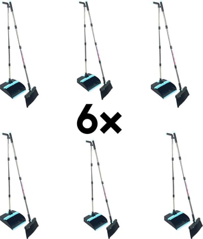 Synx Tools Stoffer en Blik met lange steel 121 cm - 6 Stuks - Veger en blik met lange steel - Stoffer & Blik Met Schoonmaaktanden - Verstelbaar tot 121 cm