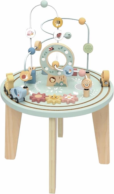 Houten Activiteitentafel - Educatieve Speeltafel - Peuters Leren Spelen - Montessori Speelgoed - 30 x 30 x 20 cm - Pastel