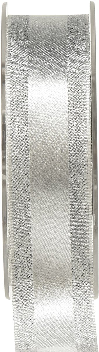 Decoratief lint zilver met glitter cadeaulint met strepen 25mm 20m