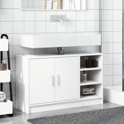 vidaXL - Wastafelkast - 90x29x55 - cm - bewerkt - hout - wit