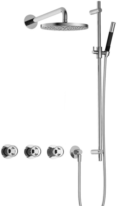 Hotbath Cobber - CW7067 - Inbouw Regendoucheset - Chroom - 2 Stopkranen - Thermostatisch - Wandarm 40 cm - Hoofddouche 200 mm - Ronde Handdouche - Glijstang 900 mm - Waterbesparend