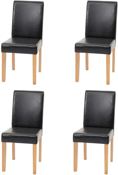 Set van 4 eetkamerstoelen Keukenstoel Littau MVG-gecertificeerd ~ kunstleer, zwarte lichtgekleurde poten