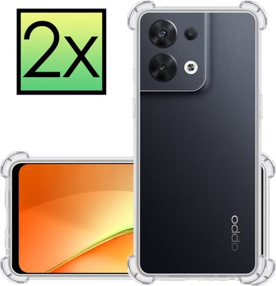Hoesje - 2 Stuks - Geschikt voor OPPO Reno 8 Pro - Sterk & Shockproof - Siliconen Case - Back Cover - Telefoon Hoes Shock Proof - Transparant