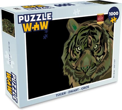 Puzzel Tijger - Zwart - Grijs - Legpuzzel - Puzzel 1000 stukjes volwassenen