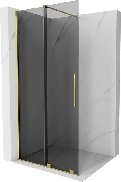 Mexen Velar schuifbare douchewand Walk-in 70 x 200 , grafiet 8 mm, goud - 871-070-000-43-50