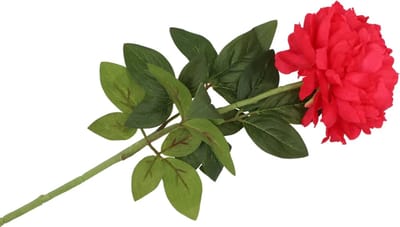 DK Design Kunstbloem pioenroos - rood - zijde - 71 cm - kunststof steel - decoratie bloemen
