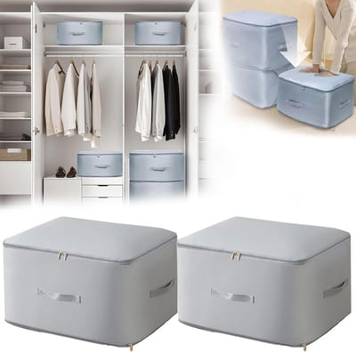 Opbergdozen Kleding - Verhuisdozen Kastboxen - Ruimte Besparen - Scheurbestendig Materiaal - 2 Stuks 60cm - Grijs