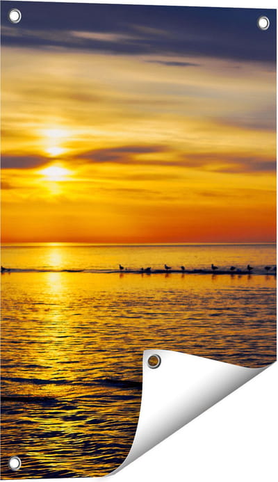 Gards Tuinposter Zonsondergang in de Zee - 40x60 cm - Tuindoek - Tuindecoratie - Wanddecoratie buiten - Tuinschilderij