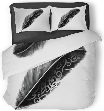Eleganzzz Dekbedovertrek Minimalistic Feather - wit - Dekbedovertrek 200x200/220cm - Micropercal -Tweepersoons - Dekbedovertrekken - Veren Dekbedovertrek