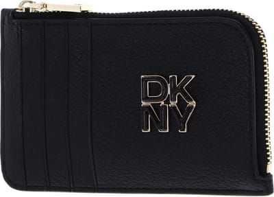 DKNY Leren Kaarthouder Milan Tie Zip Card Holder Blk / Black Zwart