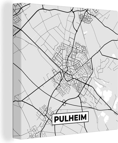 Canvas Schilderij Stadskaart - Plattegrond - Duitsland - Kaart - Pulheim - 20x20 cm - Wanddecoratie