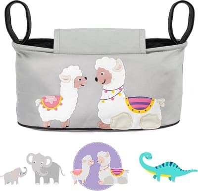 Kinderwagen Organizer - Buggy tas - Alles bij de hand - Met luiertasdispenser - 32 cm - Grijs Alpaca