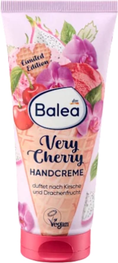 Balea Handcrème Very Cherry | 1x 100 ml - Zoete geur - Kersen & Drakenfruit | Soepel en Zachte Huid - Limited Edition Zomer 2026