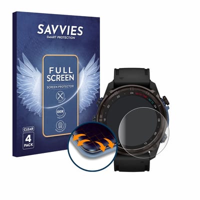 Savvies - Screenprotector voor Garmin Descent Mk3i (51 mm) - Folie Beschermfolie transparant volledig dekking 4 Stuks