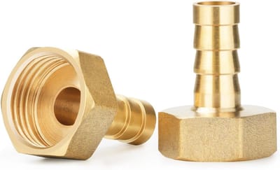 Set van 2 Olijfkleurige Slangkoppelingen met Zeskant en Mannelijke Draad, Slangconnector voor Lucht, Water en Brandstoffen (1/2 inch IG x 10mm)