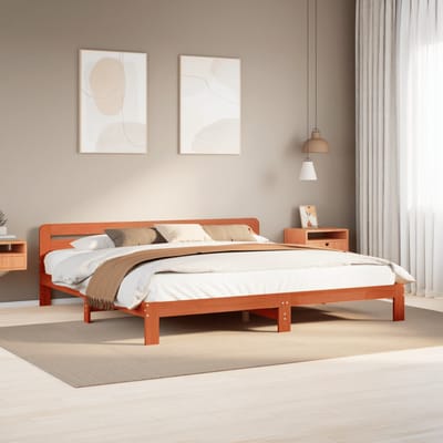 vidaXL - Bedframe - zonder - matras - massief - grenenhout - wasbruin - 200x200 - cm