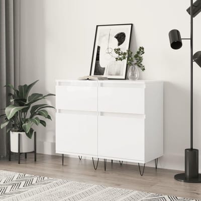 Set Dressoirs - Zijkast Buffetkast - Ruimte Organiseren - Glad Oppervlak - 40 x 35 x 70 cm - Hoogglans Wit