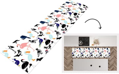 Keukenloper - Loper keuken - Patronen - Vogel - Flamingo - 200x50 cm - Keukenloper vinyl