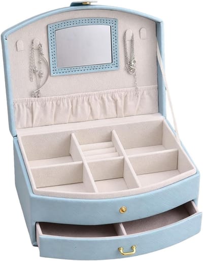 Sieradendoos Organizer - Opbergkast Snuisterijen - Thuis Gebruik - No-Knot Systeem - 11.9 x 17 x 11.9 cm - Fluorescent Blauw