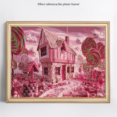 Broderie diamant Paysage Château rose Peinture diamant DIY Point de croix complet 20X30CM