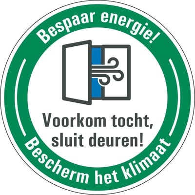 Energie besparen sticker sluiten deuren 100 mm