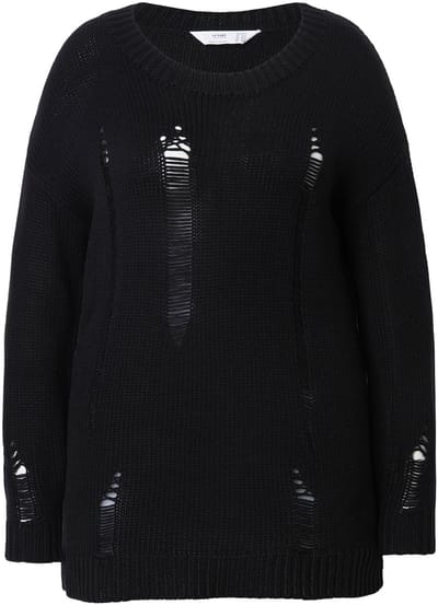Angel of Style - Dames - Trui loose fit destroyed look - Zwart - Maat 50+