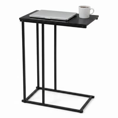 Cheqo® Bijzettafel - Laptoptafel - Banktafel - Zwart - met Metalen Frame - voor Woonkamer en Slaapkamer - Industrieel Design - Sofa Tafel - Nachtkastje - Salontafel - Sidetable - Koffietafel - Haltafel - MDF Tafelblad